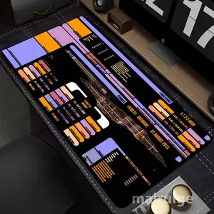 1 Piece XXL Oversized Star Trek Gaming Mouse Pad Game Starship Blueprint Theme Keyboard & Mouse Pad Non-Slip Rubber 3mm Thick Washable Mouse Pad Computer Office Decor Accessory Gamers Gift Choice Suitable for Laptops, Desks, Extended Mousepad