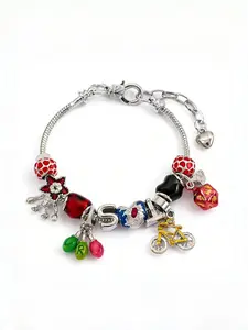 Retro DIY Stranger Things Inspired  Multi-Pendant Beaded Bracelet, Heart Charm Bracelet, Strange Colorful Charm Trendy Jewelry, Aesthetic Fan Gift, Friend Gift, Special Bff Gift, Interest Gift