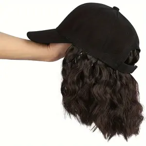 12-Inch Curly Wave Hat Wig - Lightweight Breathable Synthetic Hair for Volume & Style