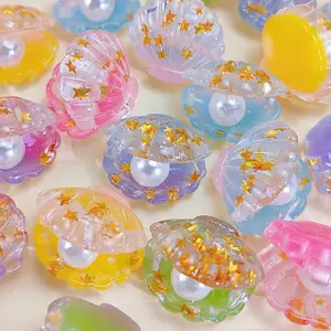 Glow-In-The-Dark Cute Pearl Shell Craft Ornament, Fish Tank Decor, Aquarium, Random Color Resin Accessories, 15 Pieces Set, Home Decoration