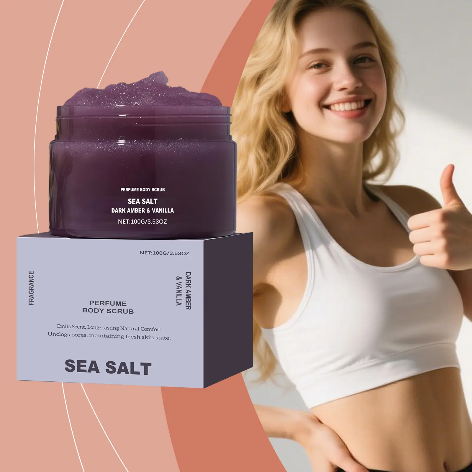 Amber Herb Scented Body Scrub, Reduces Roughness, Gentle Cleansing, Smooth and Soft Skin Care, Body Exfoliating Cream, Exfoliating Body Polish, Exfoliate Body