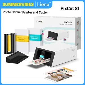 Liene PixCut S1 Photo Sticker Printer & Cutting Machine - All-in-One Sticker Maker Machine for DIY Crafts, Custom, Thermal Dye-Sublimation, 300 DPI Prints, Precise AI Auto-Cutting, AI Design App Support, Mother’s Day Gift,SummerVibes, pet lovers