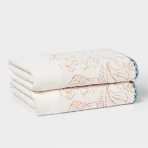 2pc Boho Border Floral Bath Towel Multi - Threshold