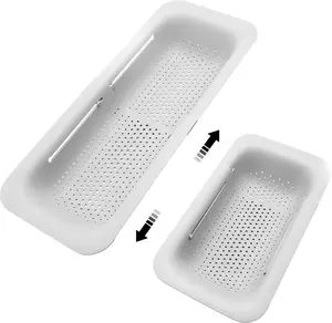 Collapsible Drain Basket, Kitchen Sink Strainer, Vegetable Wash Basket, Storage Rack, Fruit and Vegetable Drain Basket, Milky White,Draining Utensils outdoorfun