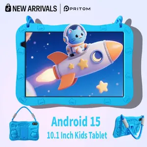 [NEW ARRIVALS]PRITOM Kids Tablet 10 inch Android 15 8GB RAM 32GB ROM Dual Cameras WiFi 6 6000mAh Battery Protective Silicone Case Animal Flash Cards Educational Apps Toddler Gifts Stress Relief Case Pink Blue-Tablet Screen