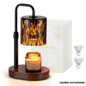 Tortoise Shell Home Decor: Black Candle Warmer Lamp with Timer Vintage Leopard Lamp with 2 Bulbs Height Adjustable Candle Warmer Dimmable Christmas Gift for Women