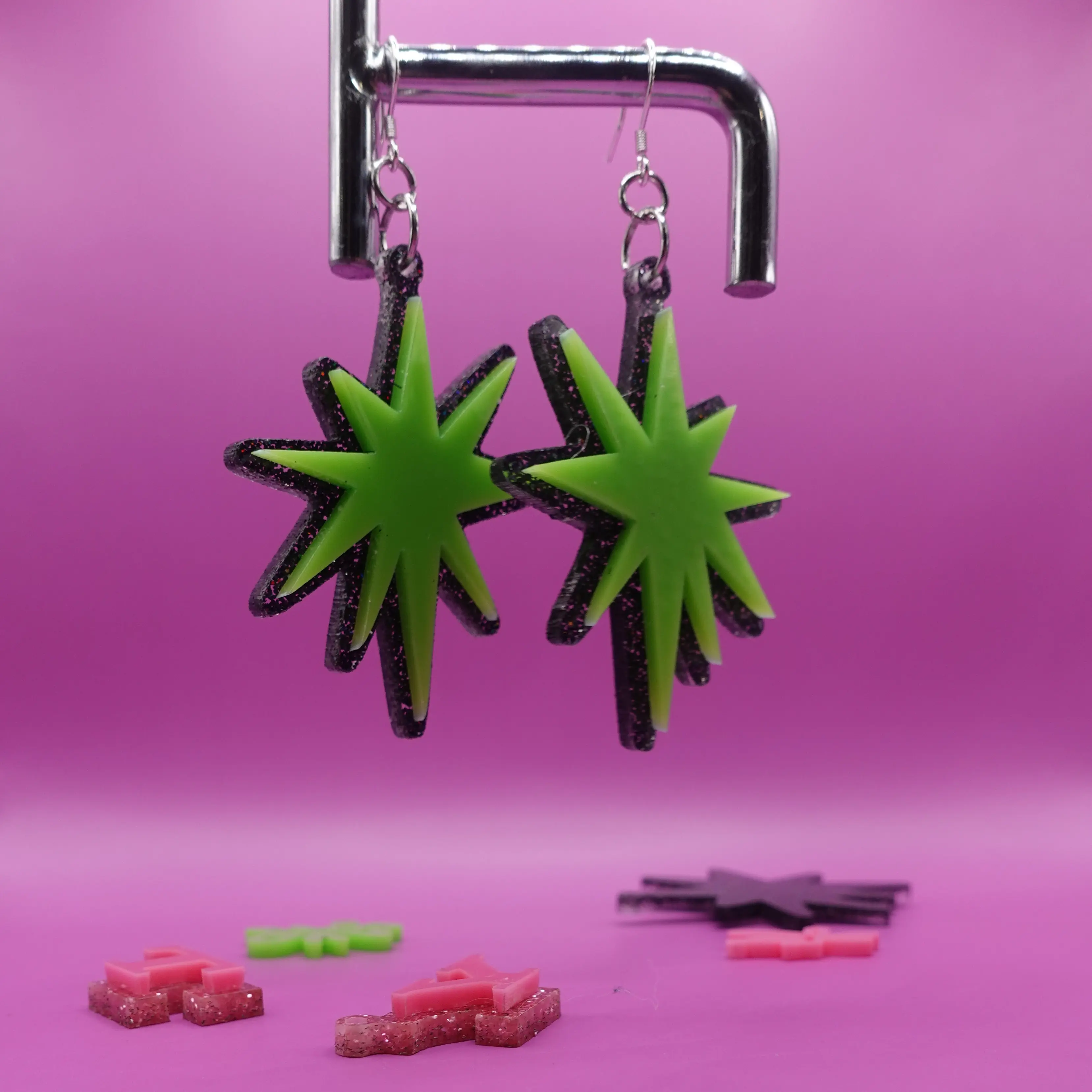 Pop Girly Earrings with Sterling Silver Fish Hooks beetlejuice