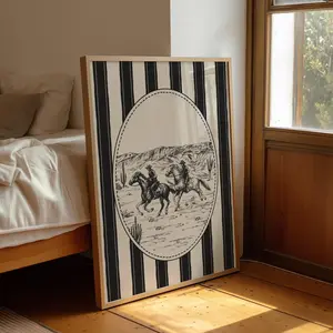 Black Art Vintage Drawing Western Print Cowboy Wall Art Trendy Vintage Western Cowgirl Art Vintage Western Decor, Western Cowboy Art Retro