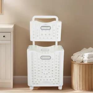 Large Capacity Laundry Basket, 1 Count Foldable Laundry Basket with Handle, Portable Storage Basket for Bathroom, Bedroom, Living Room, Dormitory, Organiser, Rectangular Rolling Hamper