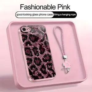 Suitable for [iPhone Se 2] high-end women's phone case，a beautiful four-leaf clover lanyard is included🥰,simple yet sophisticated leopard print design, affordable price, available in multiple colors YM99