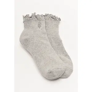 Free People: Classic Ruffle Socks in Heather Grey