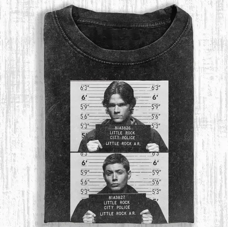 Women's Cotton Short-Sleeve Casual Tops, Supernatural Winchester Brothers Graphic Tee, Dean Sam Castiel Fan Gift for Valentine's Day