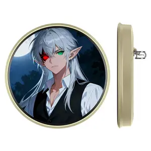 gendary Anime Badge Keychain, Bluetooth Transfer Picture Video, Ultra Long Standby 2D Cartoon Medal Pendant