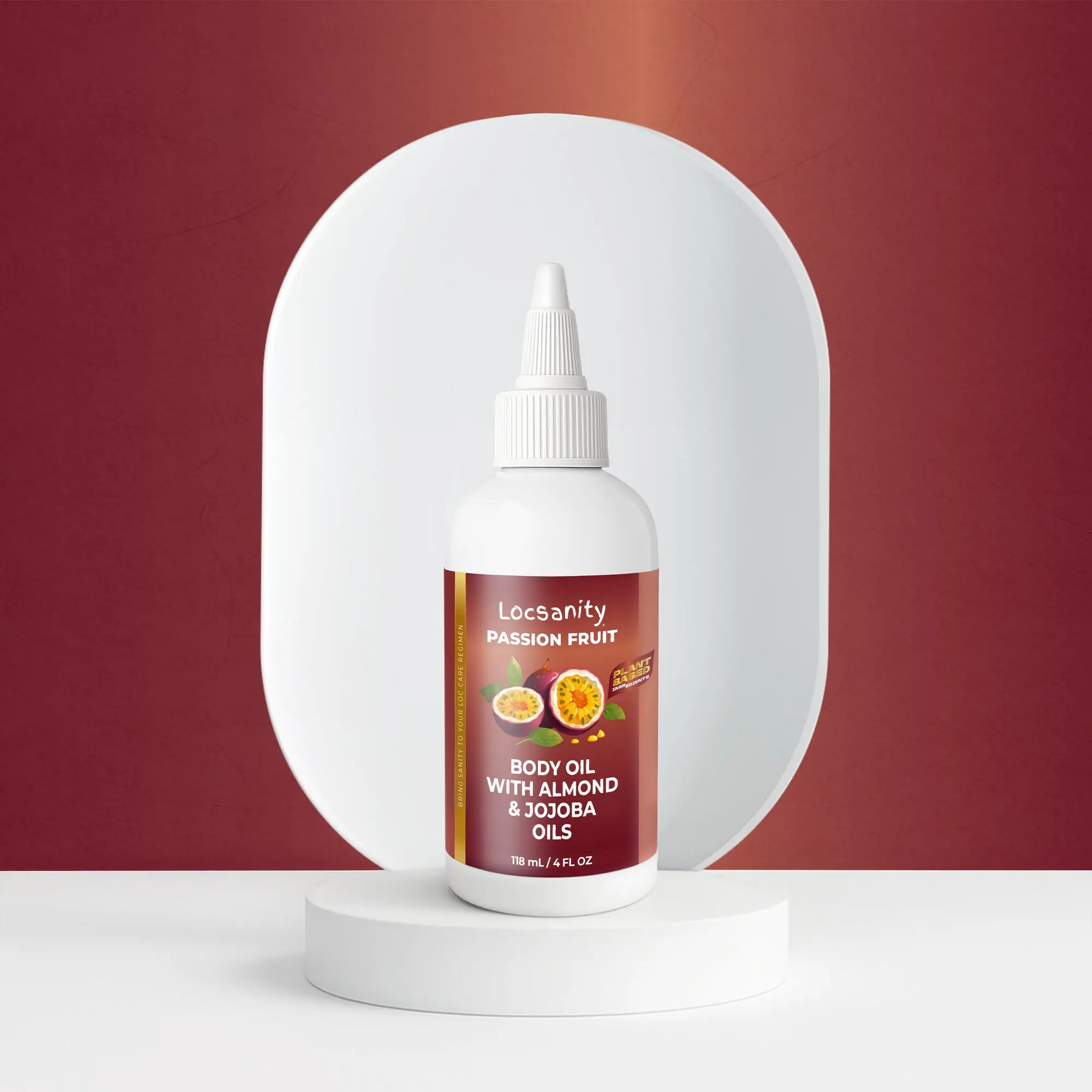Locsanity Passion Fruit Body Oil with Almond & Jojoba Oils 4 OZ Radiant Non-Greasy Nourishing Moisturizing Natural Cosmetic with Antioxidants for Hydrating Scent Pure Oil Moisturize