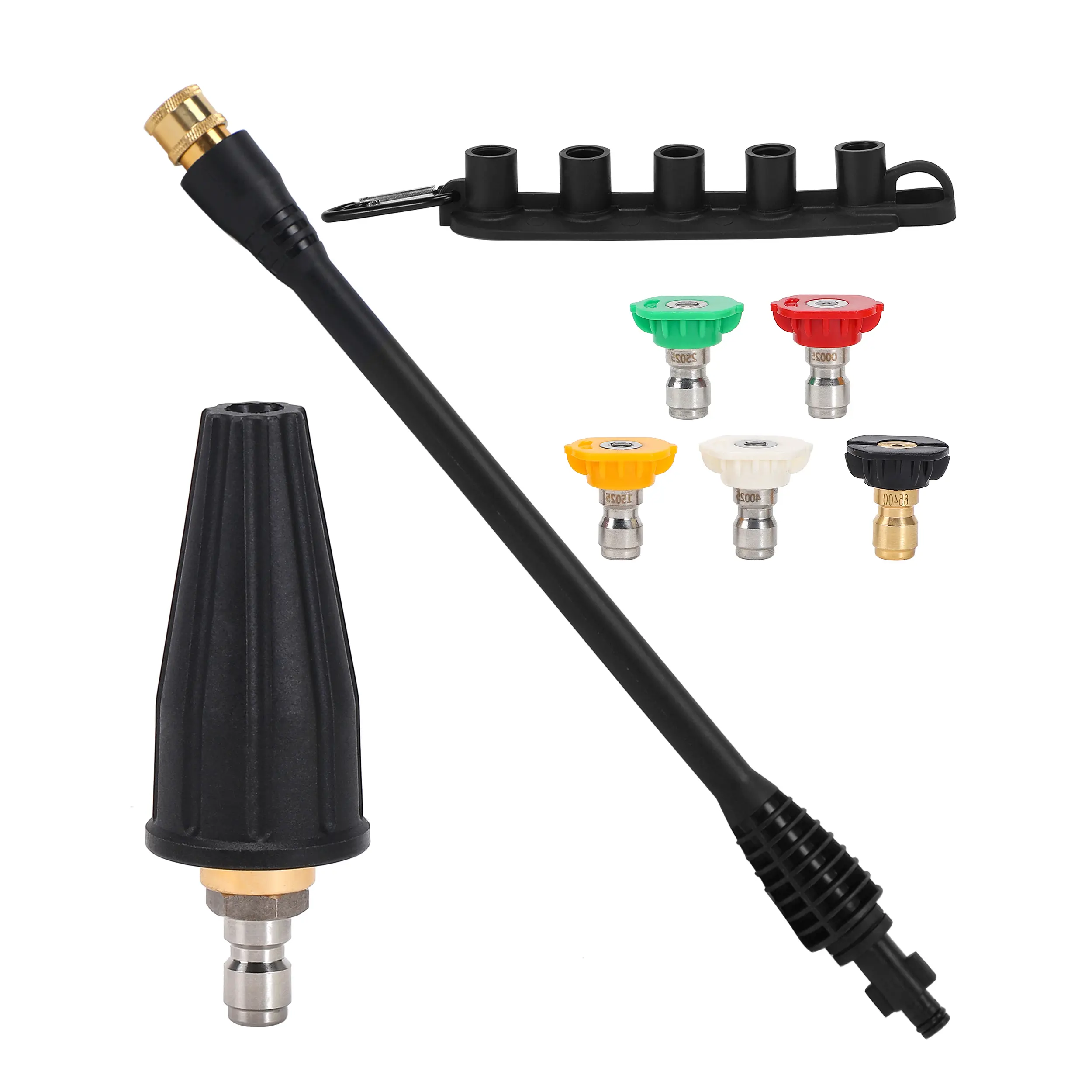 PWACCS Pressure Washer Accessories Kit - 16 Inch Power Washer Replacement Wand with 5 Spray Tips & Turbo Nozzle,Compatible with Ryobi, Portland, Husky Black fathersdaygift, Pressure Washer Attachment, Power Washer Lance