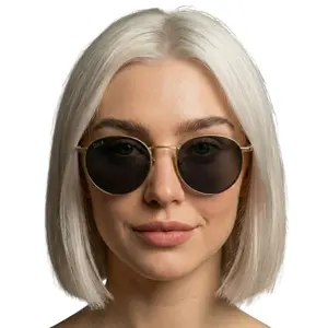 DAX Luna Unisex Gold Round Polarized Sunglasses with Storage Pouch and Cleaning Wipe