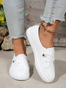 Women's Soft Leather Slip-On Shoes, Comfortable Casual Daily Wear Footwear, Durable Lightweight Design for Women, Lightweight Slip Ons