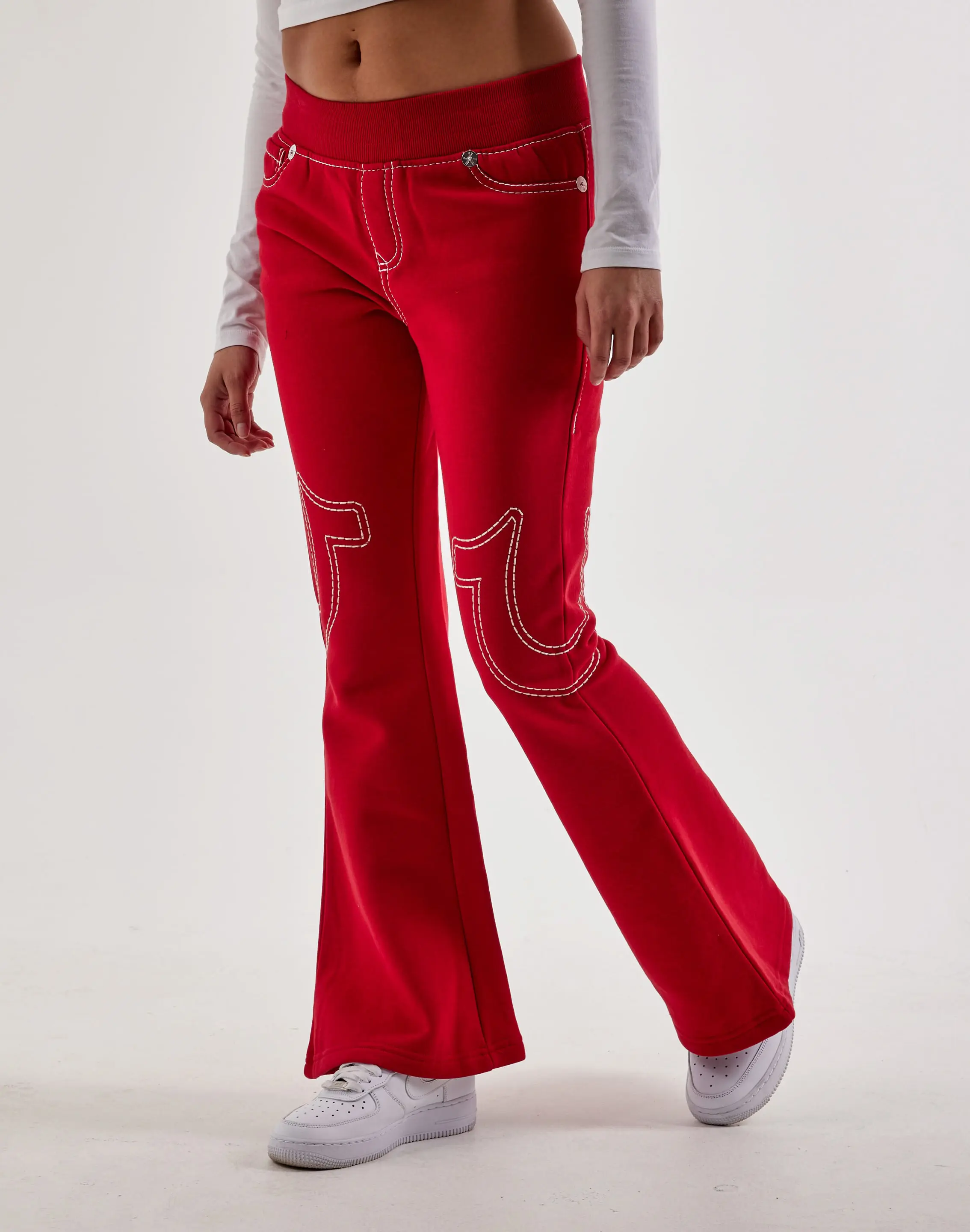 Womens True Religion Anniversary Big T Flared Fleece Pants