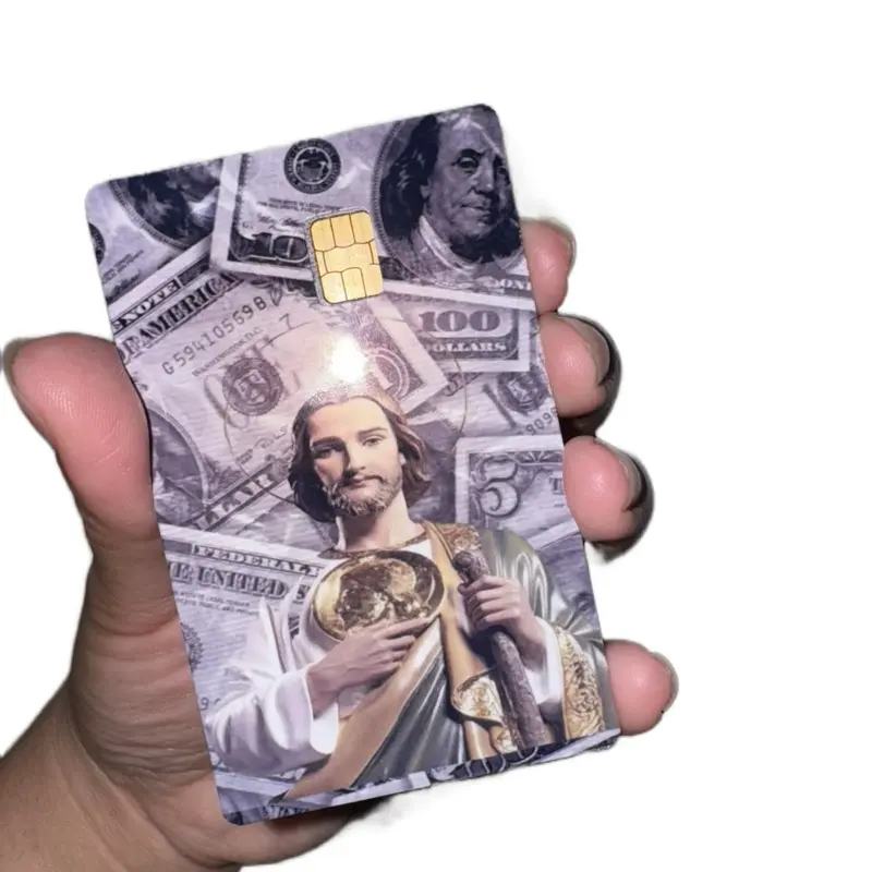 San Judas Tadeo Credit Card Small Chip Skin Sticker Featuring Unique Design and Iconic Image