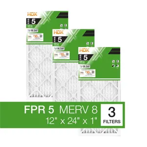 12 in. x 24 in. x 1 in. Standard Pleated Furnace Air Filter FPR 5, MERV 8 (3-Pack)