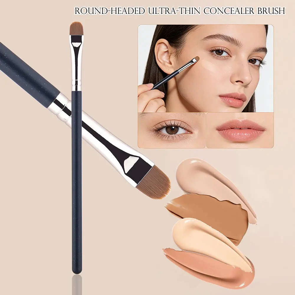 Round-Headed Ultra-Thin Concealer Brush, Lip Line Eyebrow Concealer Brushes, Detail Concealer Makeup Tool, Lip Brow Contour Brush, Flat Concealer Brush
