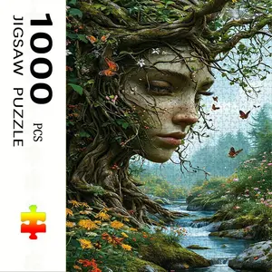 1000 Piece Face Tree Puzzle, Large Adult Family Interactive Toy, DIY Home Decor Brain Challenge, Holiday Scene, Mixed Colors, Perfect Gift