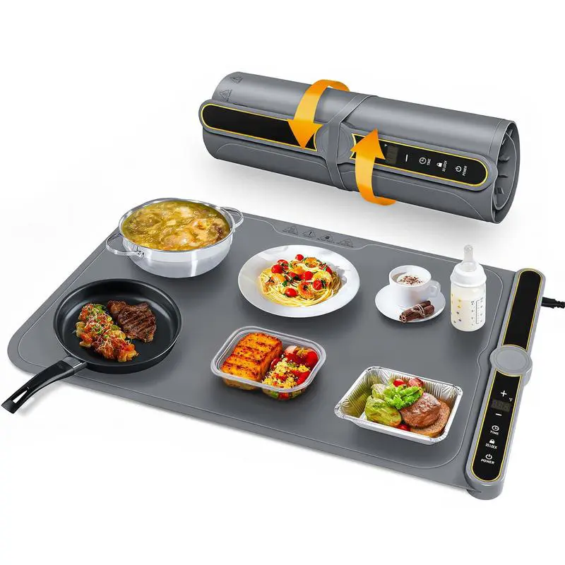 Electric Foldable Food Heating Tray - 5 Temperature Settings, Reusable Heat Resistant, Tableware Warmer for Buffets, Parties