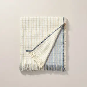 Colorblock Woven Throw Blanket Tan/Blue - Hearth & Hand with Magnolia