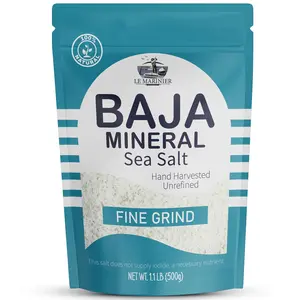 Le Marinier Baja Mineral Sea Salt Fine Grind, 1.1lb - 18oz | 100% Natural and Unrefined | Authentic Baja Sea Salt, Mineral Rich, Hand Harvested (1.1lb Fine Grind Baja Salt)
