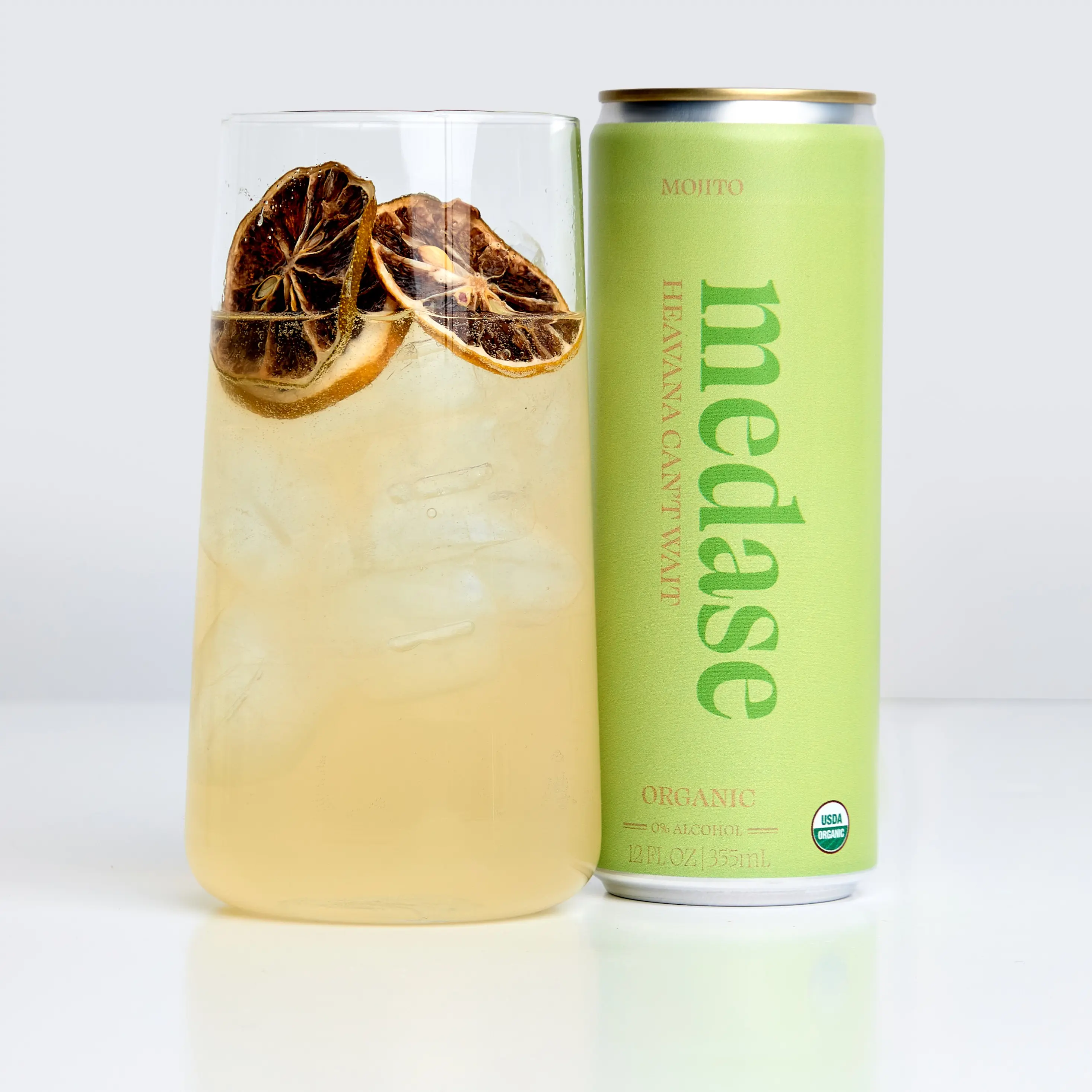 MEDASE Mojito "Heavana Can't Wait" Non-Alcoholic Mocktail 12oz 4 Pack Authentic Cocktail Taste Healthy Organic Alcohol-Free Drink Low Calorie Gluten Free Vegan GMO Free Natural Sweet Rum Flavor