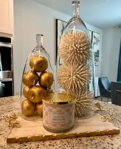 Marble Rectangle Tray with Rose Design Handles