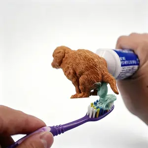 3 Funny Dog Butt Toothpaste Dispenser, Puppy Tail Design, Battery-Free, Plastic Material, Easy Clean, Fun Dog Theme Toy