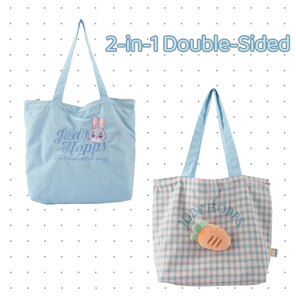 Women's MINISO x Disney Zootopia Nick Wilde & Judy Hopps Reversible Shoulder Bag - 2-in-1 Double-Sided Lightweight Crossbody Purse for School, Travel，Back To School