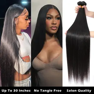 30 Inches Hair Extensions 12A Grade Brazilian Virgin Straight Human Hair  Bundles  Luxury Salon Quality Brazilian Virgin Bundles 100% Human hair Straight Body Wave Loose Wave Deep Curly Bundles Glossy Hair bundles hair extensions