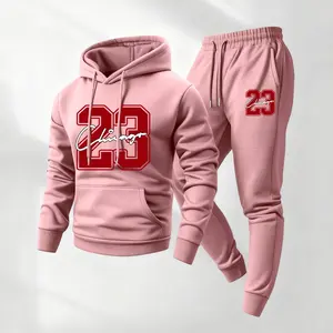 Men's Chicago 23 Printed Hoodie and Drawstring Sweatpants Set, Menswear, Casual Athletic Long Sleeve Hooded Jacket & Trousers for Fall & Winter, Men's Clothing for Daily Wear, Sportswear Indoor Outdoor, Tracksuit, Athleisure Summer Clothes2