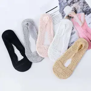 5 Pairs Floral Lace Socks, Lightweight Seamless Invisible Socks,  Durable, Comfortable,  Wear,Breathable, Thin Socks Womenswear Women