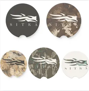 Sitka Logo Black White Car Coaster, Cup Holder, Hunting Gifts, Gifts for Her, Car Accessories