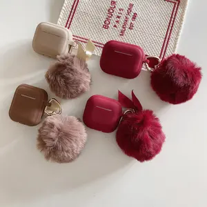 Matte Brown Soft Silicone Earphone Case Teddy Plush Bear Pendant Bracelet For Air pods 4 Charging Box For Airpods 4 1 2 3 Pro 2