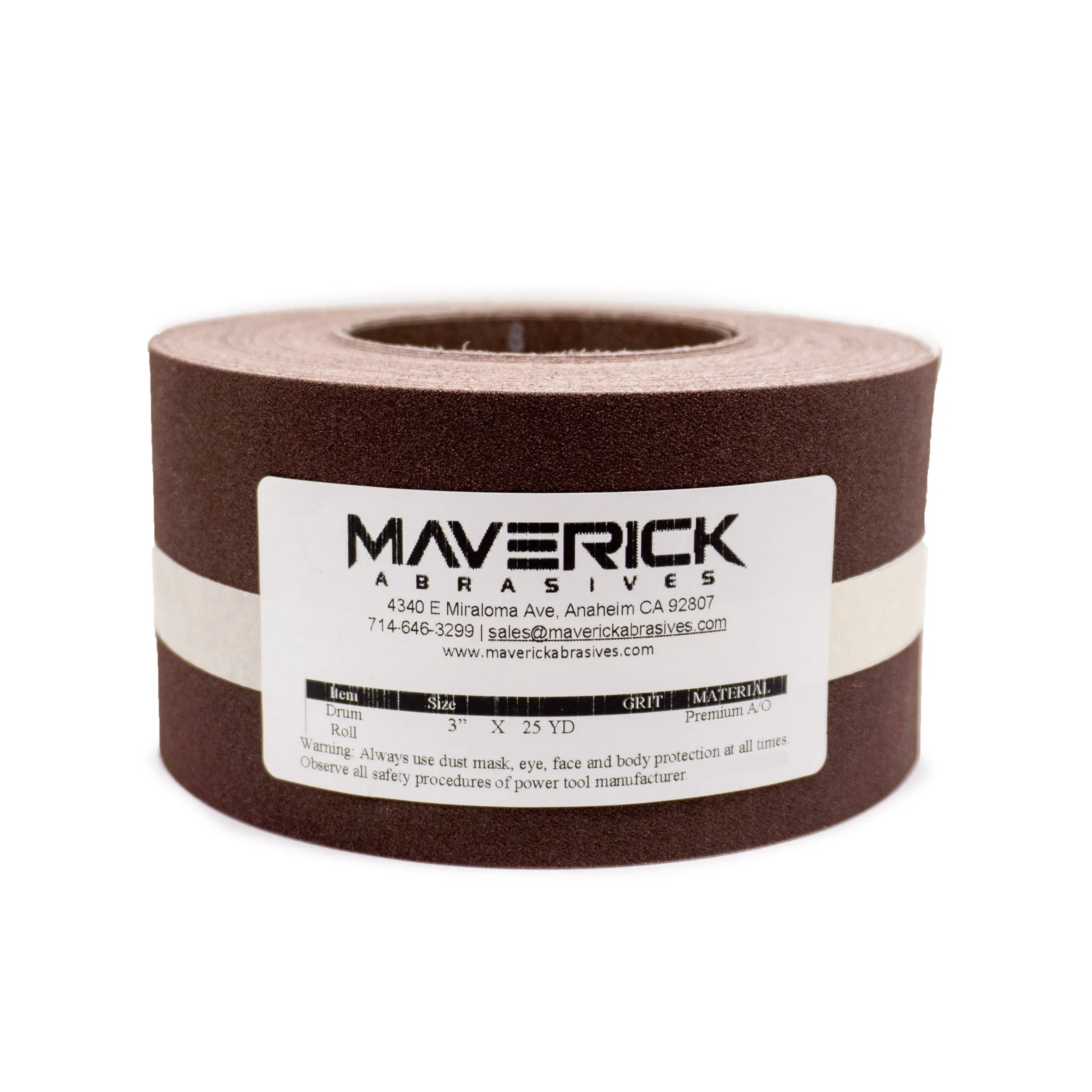 Maverick Abrasives | Drum Sander Rolls - 3" Wide 25 Yard Continuous Roll - Aluminum Oxide X-Weight Cloth - Plain Back Not Hook & Loop - Cut-To-Length For 10"–37" Drum Sanders - Wood & Metal Sanding