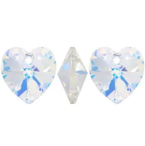 20pcs Top Drilled Valentine Heart Drop Crystal Beads, Crystal AB, 10mm, Hole ID 1mm, BB15-13