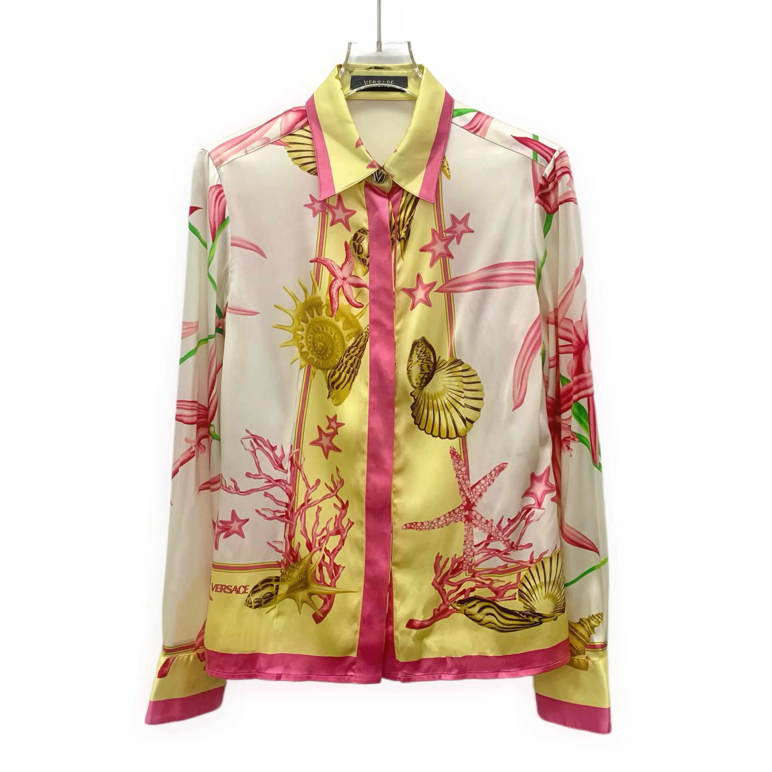 CALUXA- Versace Sea Star Shell Print Silk Shirt Size 38