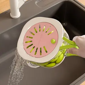 Expandable Sink Drainage Basket – Multi-Functional Fruit Vegetable Washing Basket with Cover & Telescopic FilterTelescopic design fits most sink sizes, space-saving & easy to store -RR