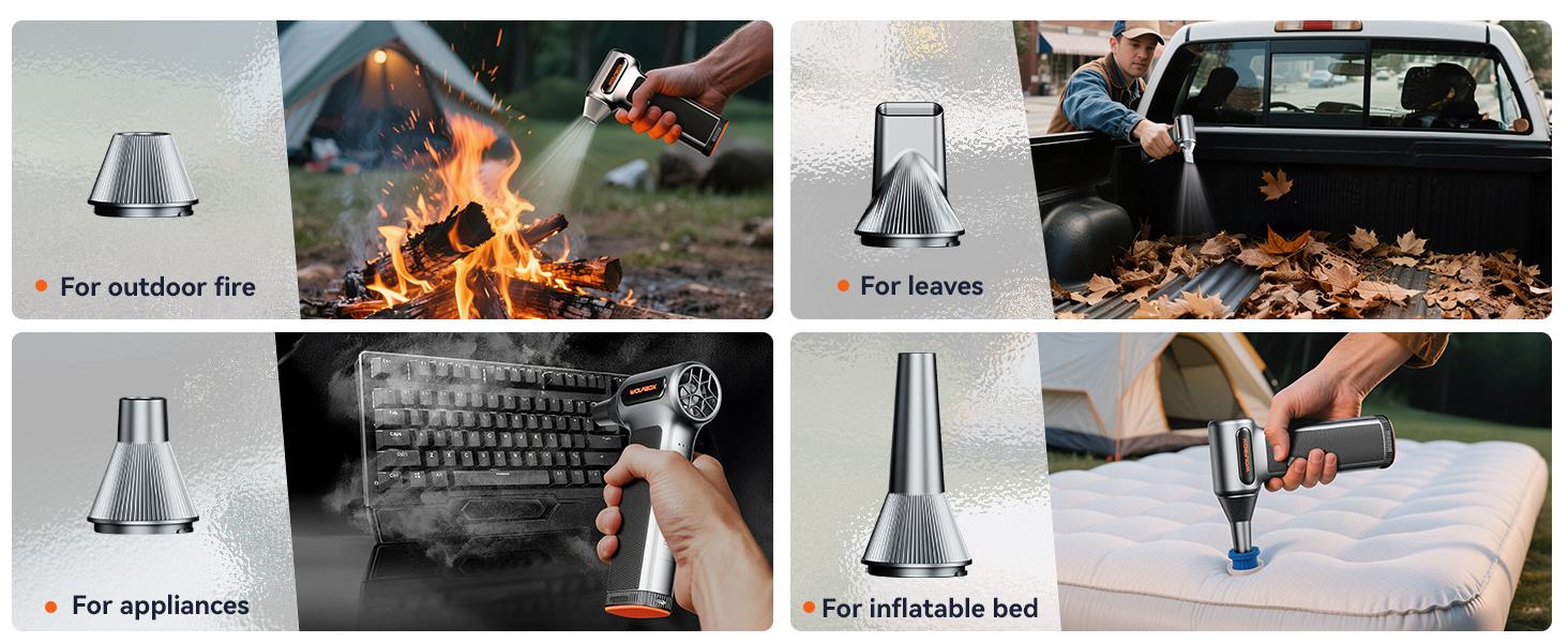 WOLFBOX MF200 Electric Air Duster with Removable Battery, Super Power Cordless Blower - 3-Speed Adjustable, Long Life Mini Air Duster with 4 Nozzles for Computer Keyboard, Car Cleaning, Outdoor Use TikTokShopHolidayHaul