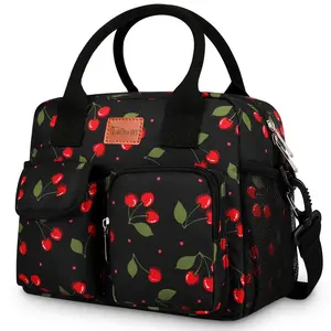 Lunch Bag Large Insulated Lunch Box for Women Men Adult Cute Cherry Lunchbox Lunch Bags Boxes Pail with Shoulder Strap for Work Mom Picnic Office Travel