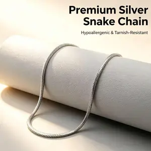 Elegant Silver Snake Chain Necklace – Timeless Style for Every Occasion Summer Beach Must-Have #summervibes men's jewelry,ss chain necklace,chain men