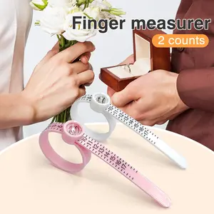 2 Counts Ring Sizer 1-17 Measuring Tool with Magnified Glass, Reusable Finger Size Gauge Jewelry Sizing Tool USA Rings Size
