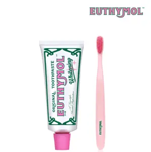 Euthymol Whitening Toothpaste & Toothbrush Set (Pink)– Removes Coffee & Tea Stains, Gentle on Sensitive Teeth, Korean Oral Care