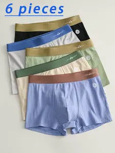 Men's 6-Pack Briefs Set, Soft Elastic Fitted Underwear, Macaron Color Options, Striped, Perfect Fit for Daily Wear, Active Lifestyle