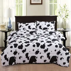 Bedding Comforter Set  Size Black and White Reversible Geometric Checkered Bedding Set for  Teens Boys Girls Rustic  Cowhide  Bed Quilt Set