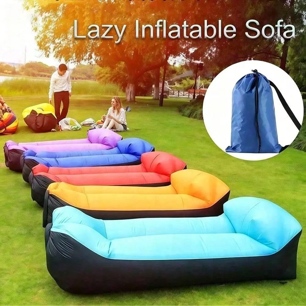 Single-Person Folding Mattress Couch - Portable Inflatable Air Bed for Camping, Picnicking, Foldable Sofa Bed, Waterproof, Compact, Outdoor, Picnic Sleep Pad